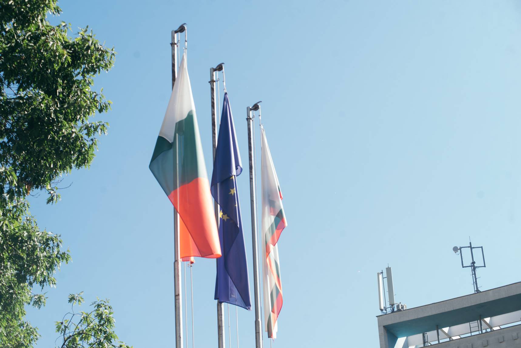 Честването на празника започна с издигане на знамената на Република България, на община Мездра и на Европейския съюз 